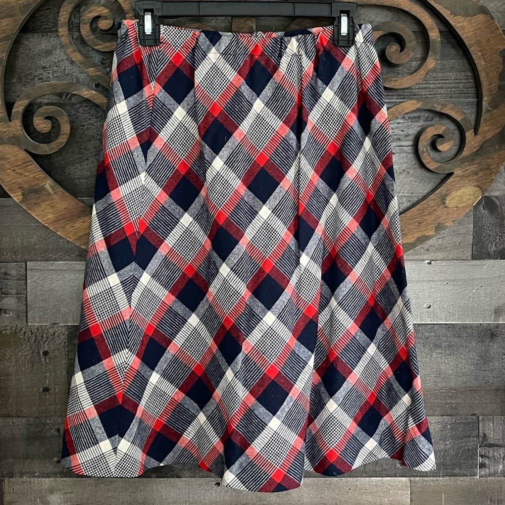 Vintage Red and White Midi A-Line Skirt